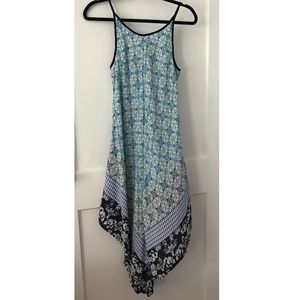 Lovestitch Midi Asymmetrical Blue Printed dress